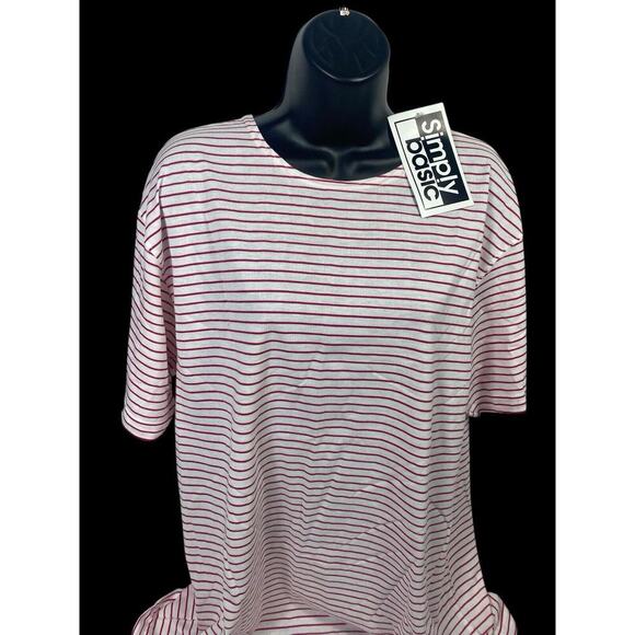 Vintage Simply Basic T Shirt Size L Womens Oversize Mariner Stripe Fishermancore - Picture 3 of 14